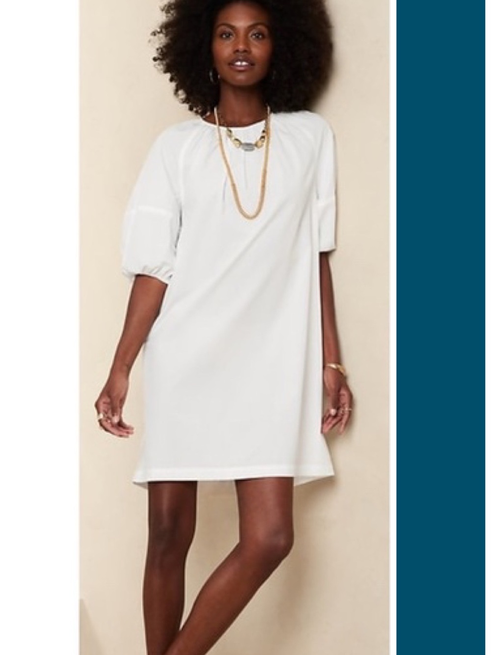 Banana Republic Factory Poplin Mini Shift Dress in White Size L Tall NWT
